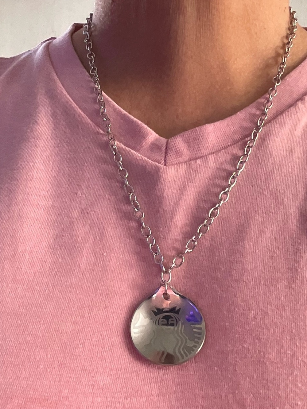 Starbucks Silver-Tone Siren Logo Pendant Necklace